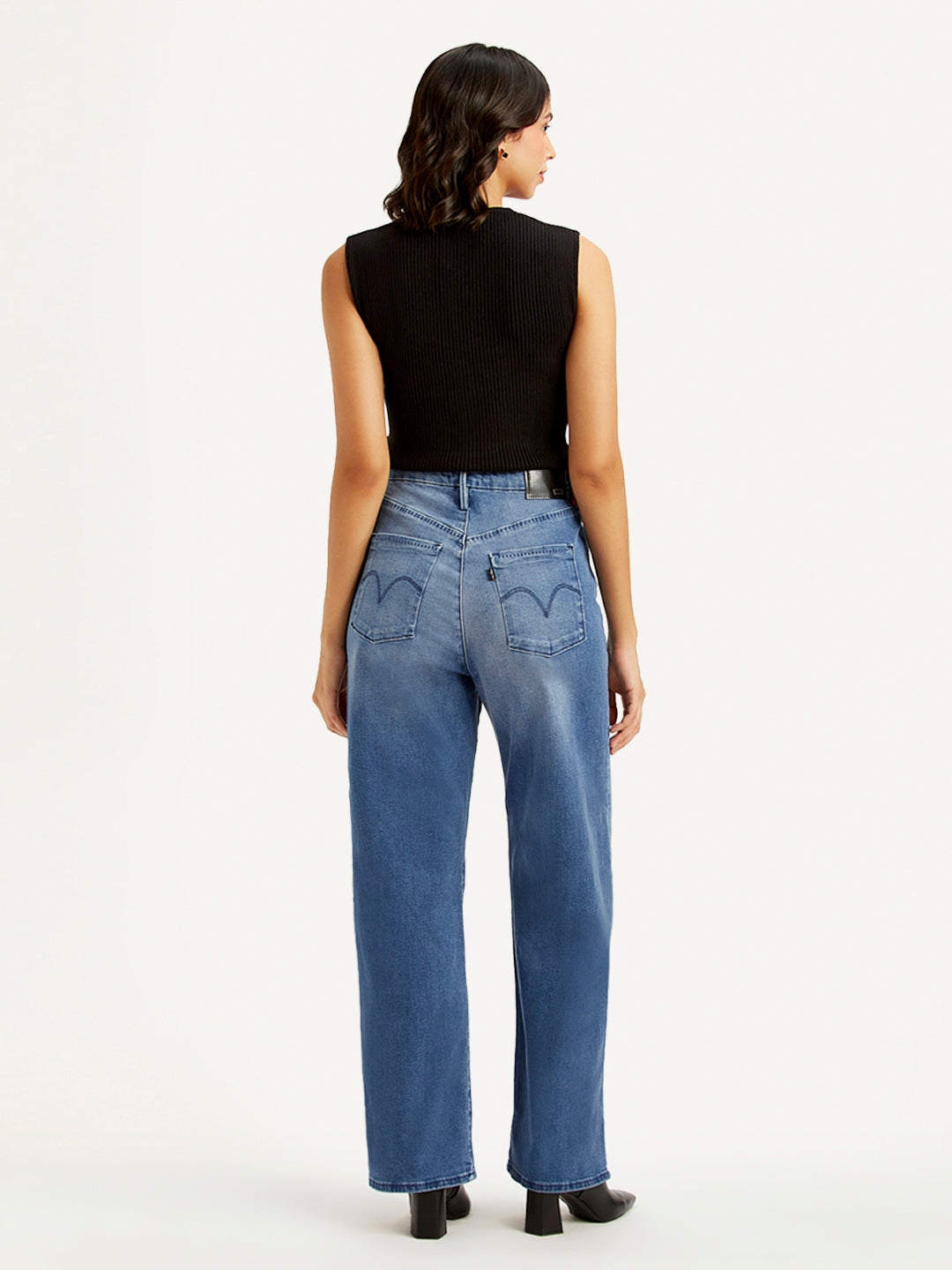 Women's Blue Loose Fit High Rise Jeans - 7898814f-3449-4bff-aa22-262e30b69b09 View