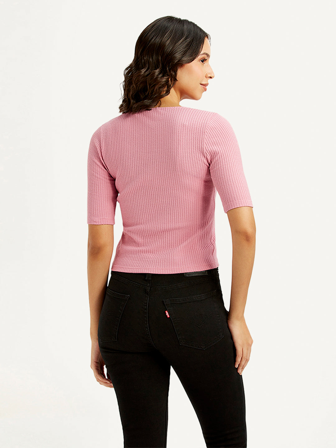 Women's Textured Pink Scoop Neck Top - 9effcac0-31f8-442d-b32c-cd8ea13a3914 View