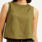 Women's Solid Olive Round Neck Crop Top - add11fcf-7bdf-4bbd-9dd7-dbc6123684df View