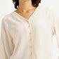 Women's Solid Off-White V Neck Top - b12bb2af-f613-4313-9297-0ec2d98e8fec View