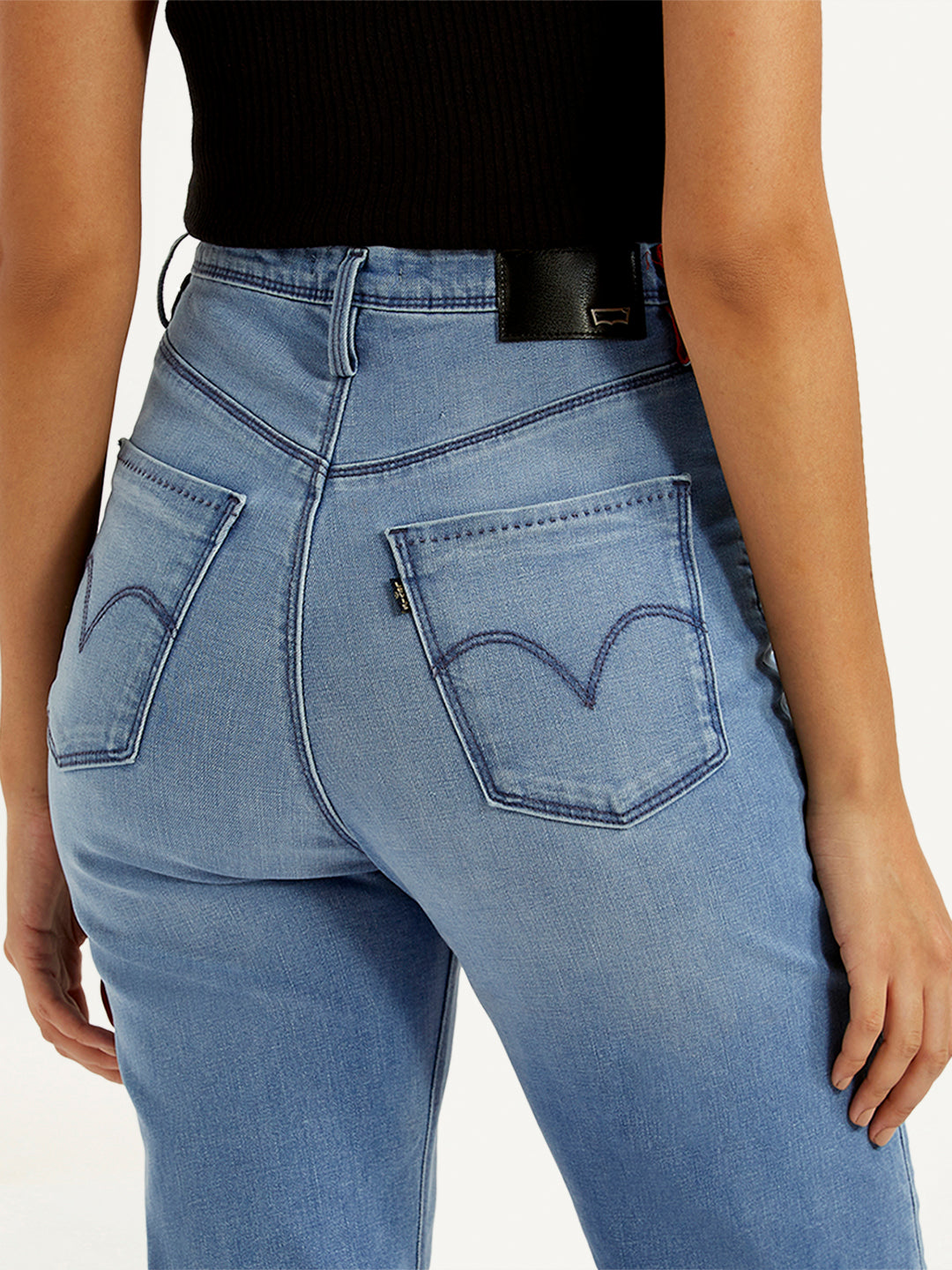 Women's Light Blue Ribcage Straight Fit High Rise Jeans - b173d137-7675-43b1-85a4-7560183fa4dd View
