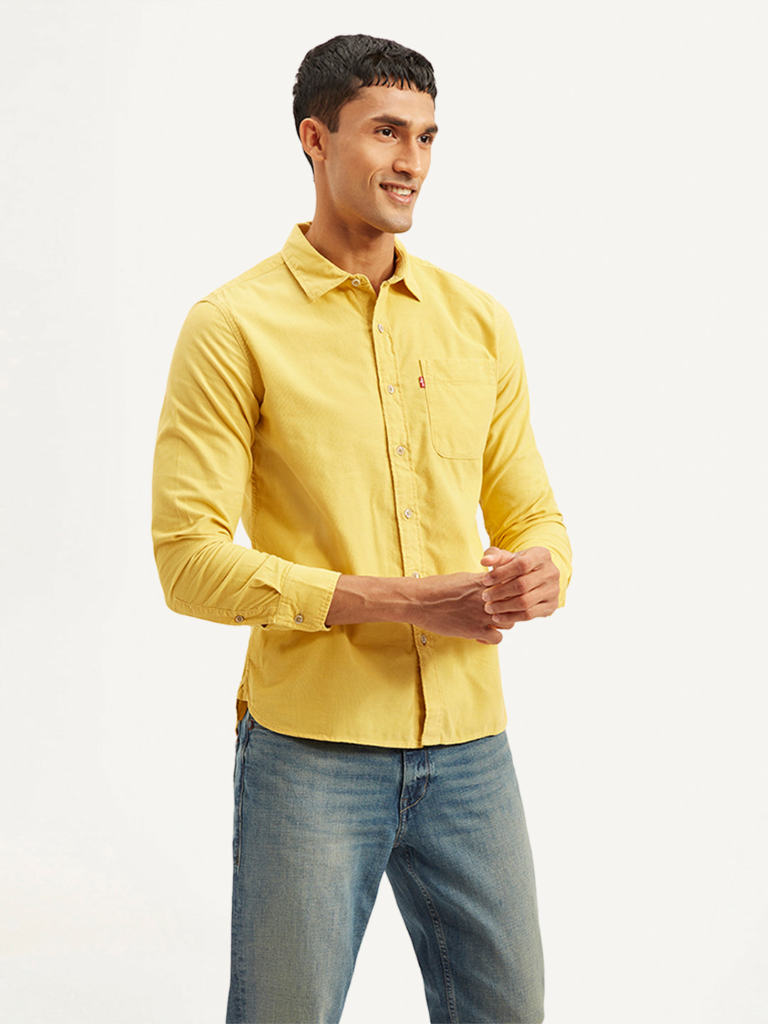 Men's Solid Slim Fit Corduroy Shirt - b228263a-64bc-45b0-b778-3889ae414c01 View