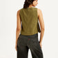 Women's Solid Olive Round Neck Crop Top - bcaca5a5-fd8e-4726-9980-0bd24f45d7fb View