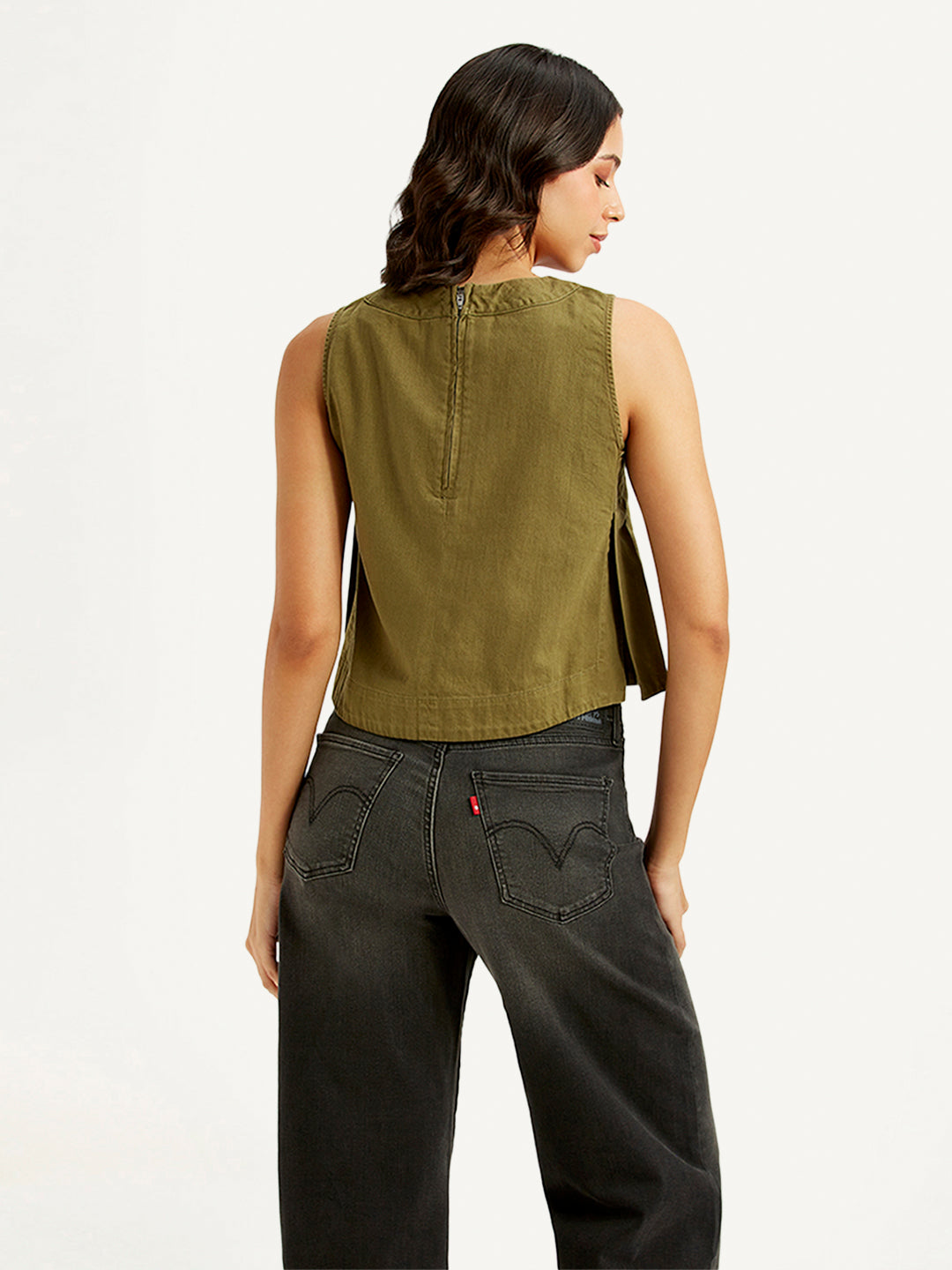 Women's Solid Olive Round Neck Crop Top - bcaca5a5-fd8e-4726-9980-0bd24f45d7fb View