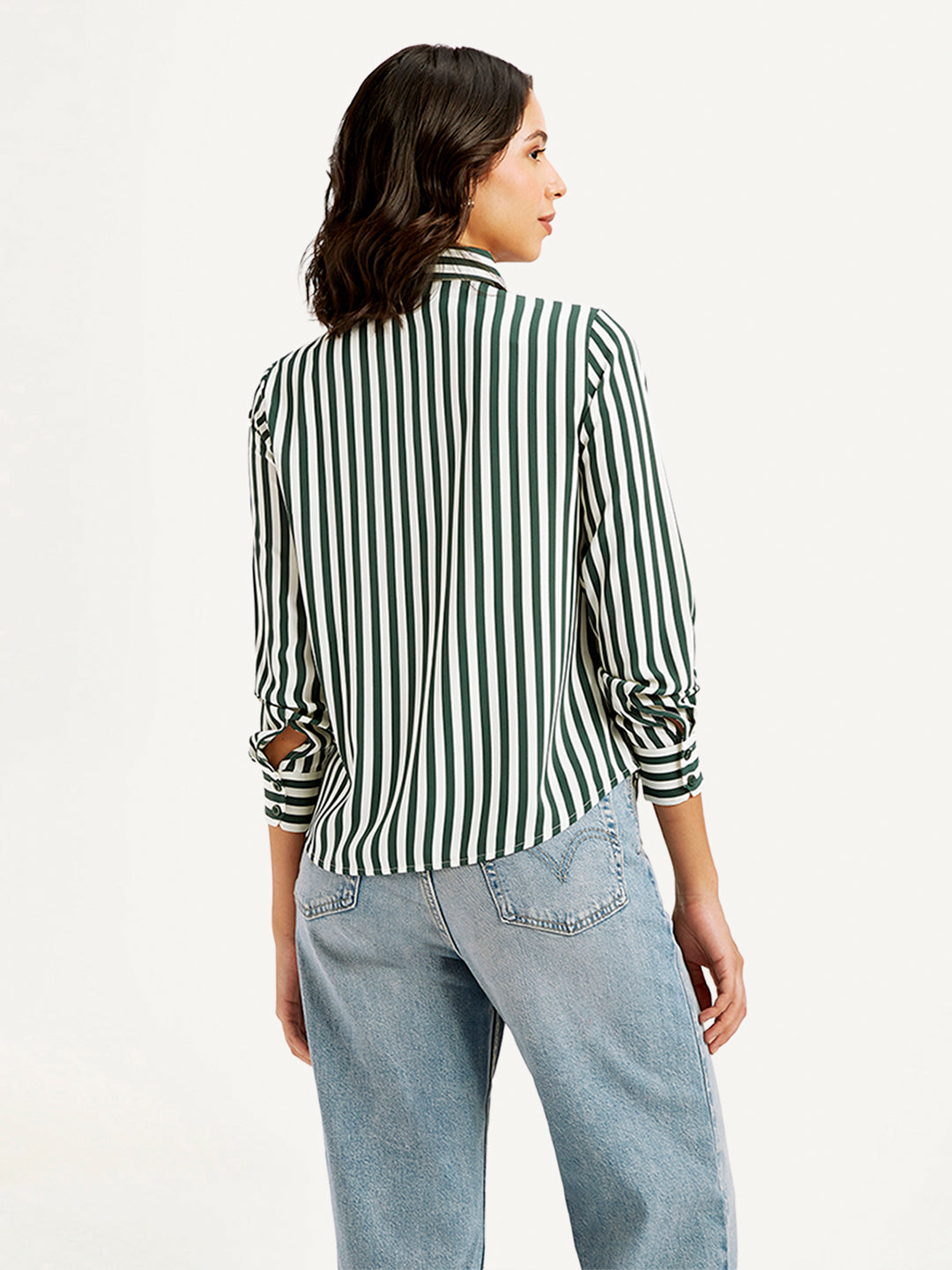 Women's Striped Spread Collar Shirt - dca81ab1-273d-4ec1-a089-9524646fda6d View