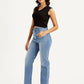 Women's Light Blue Ribcage Straight Fit High Rise Jeans - dfaf5c72-310e-4935-8a71-5aa879e04cb2 View