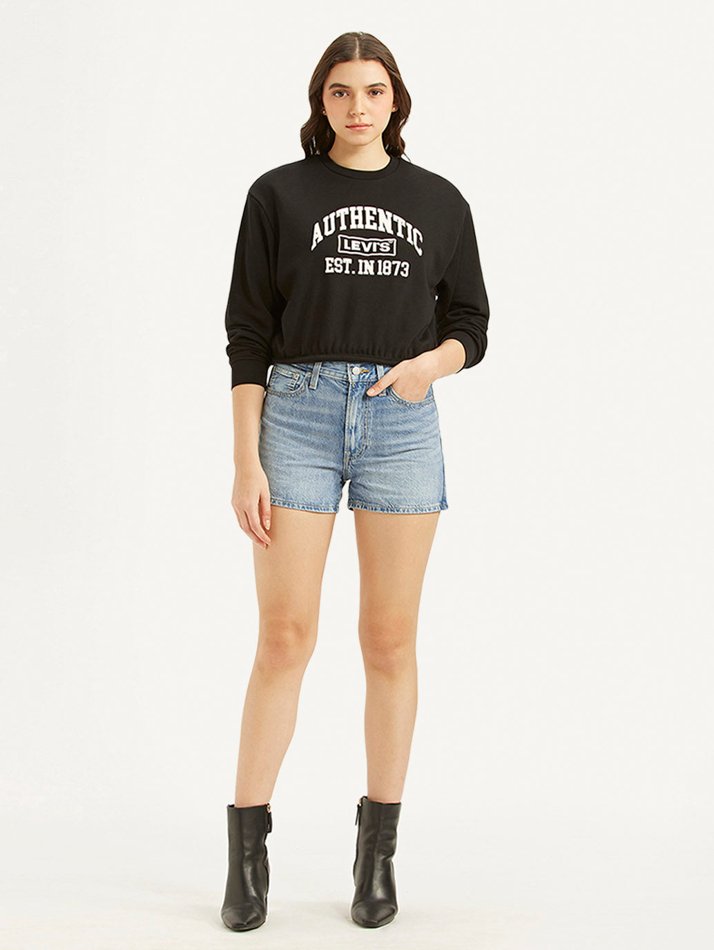 Women's High Rise Blue Regular Fit Shorts