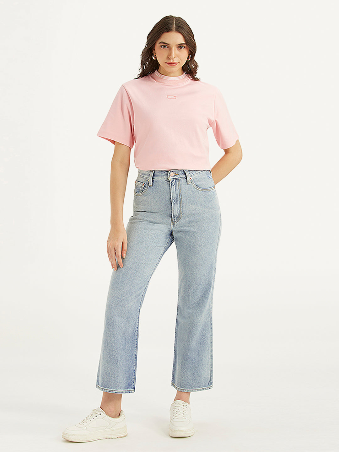 Women's Light Blue Ribcage Cropped Bootcut Fit High Rise Jeans - e4552dfc1cd61cd12d7339d840481bfa View