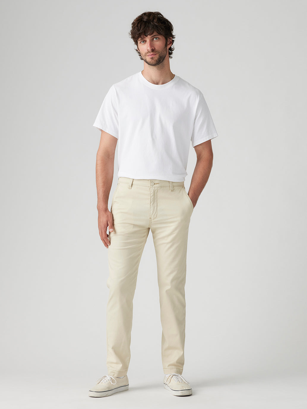 Men's Cream Regular Fit Chinos - e5e30a248ec6e7cfed0980df44c335d3 View