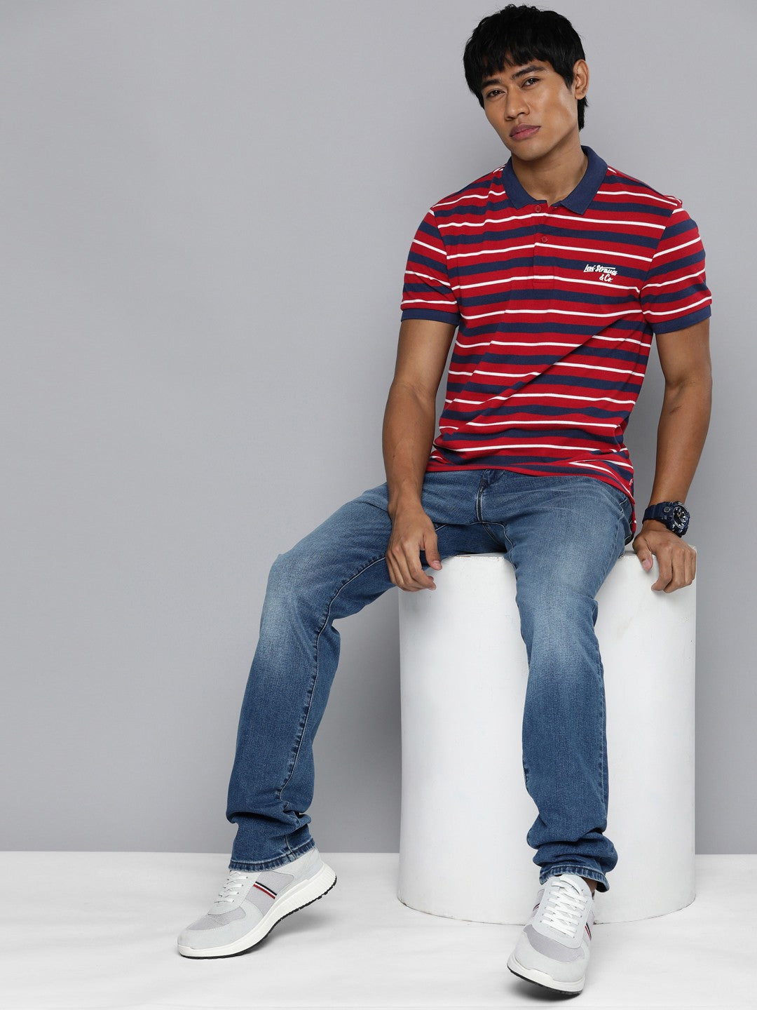 Men's Striped Polo T-shirt - e6b6d1b6-8236-4a92-9f69-fdbfa1e14ddc1712737445194-Levis-Men-Tshirts-7991712737444774-5 View