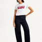 Women's Navy Blue Ribcage Bell Bottom Wide Leg Fit High Rise Jeans - eb3f67b21306220cbb0e9c35ec002c38 View