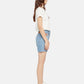 Women's Mid Rise Light Blue Straight Fit Shorts - ec3459a8f52140c666dcdf8543169aa6 View