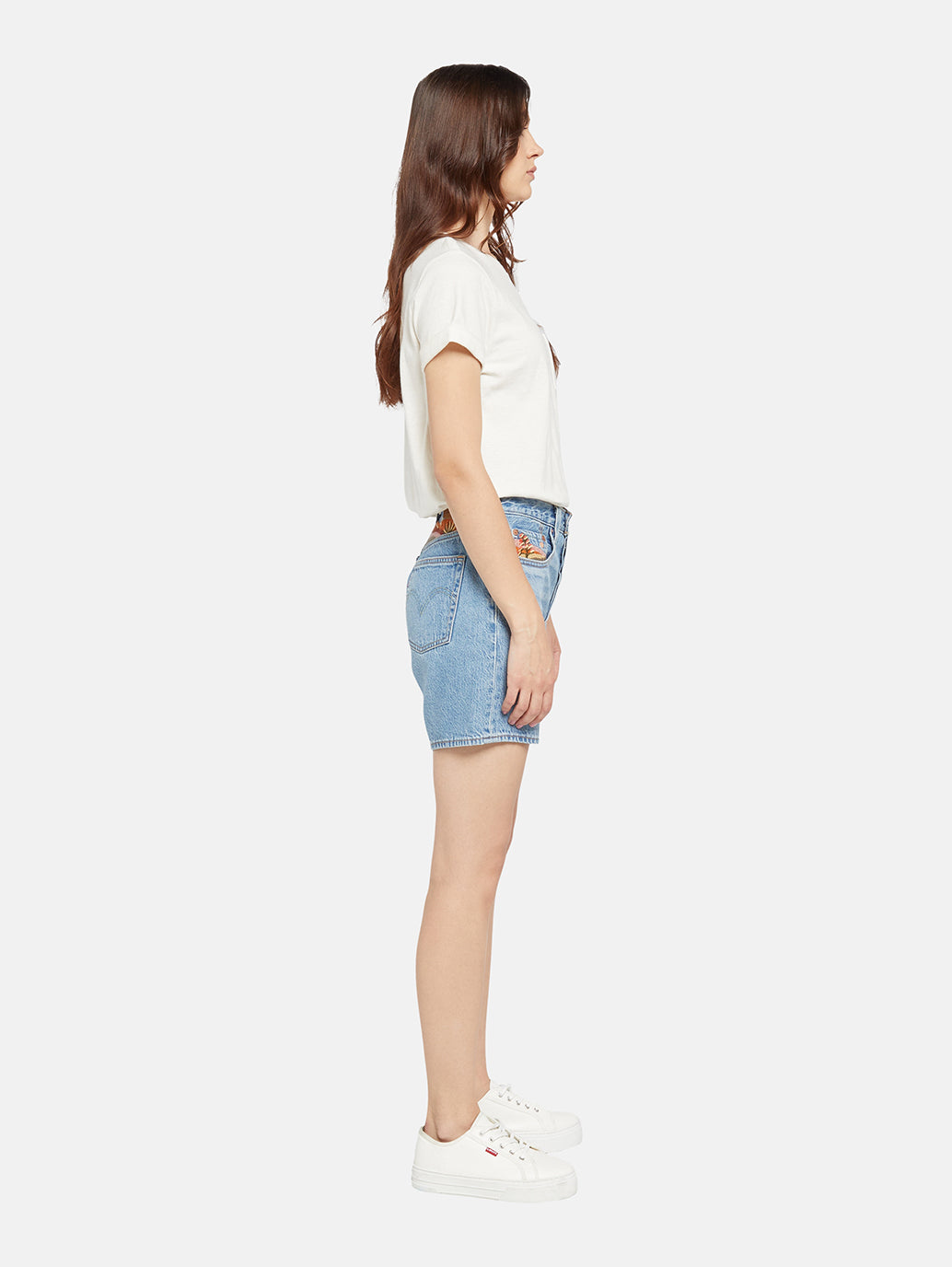 Women's Mid Rise Light Blue Straight Fit Shorts - ec3459a8f52140c666dcdf8543169aa6 View