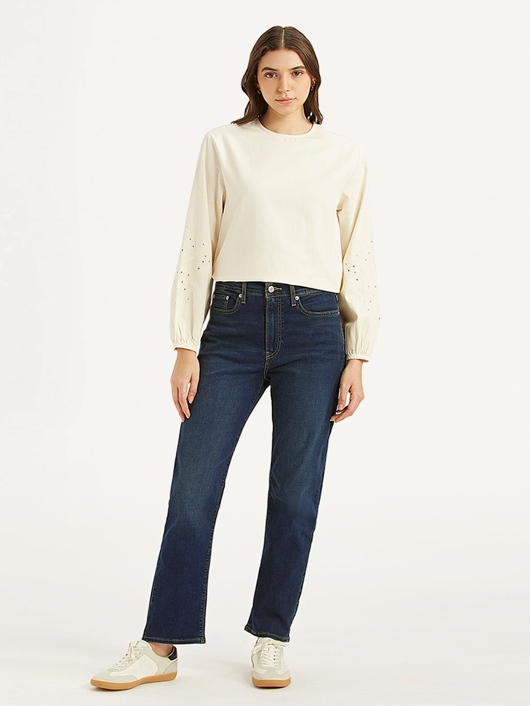 Women's Dark Blue Wedgie Straight Fit Mid Rise Jeans - fad700e2f728d4ac2e36eeff9d431095 View