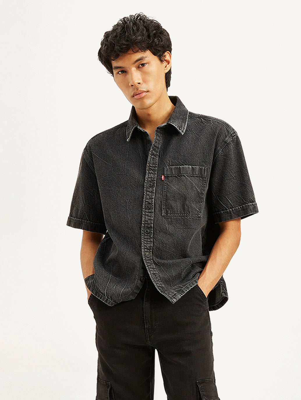 Men's Solid Relaxed Fit Denim Overshirt - fba38915961bd0a7d61056cdb0ccb40d View