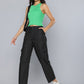 Women's Mid Rise Black Cargo Trousers - fec3e8436ab85966c87bf18ec642491f View