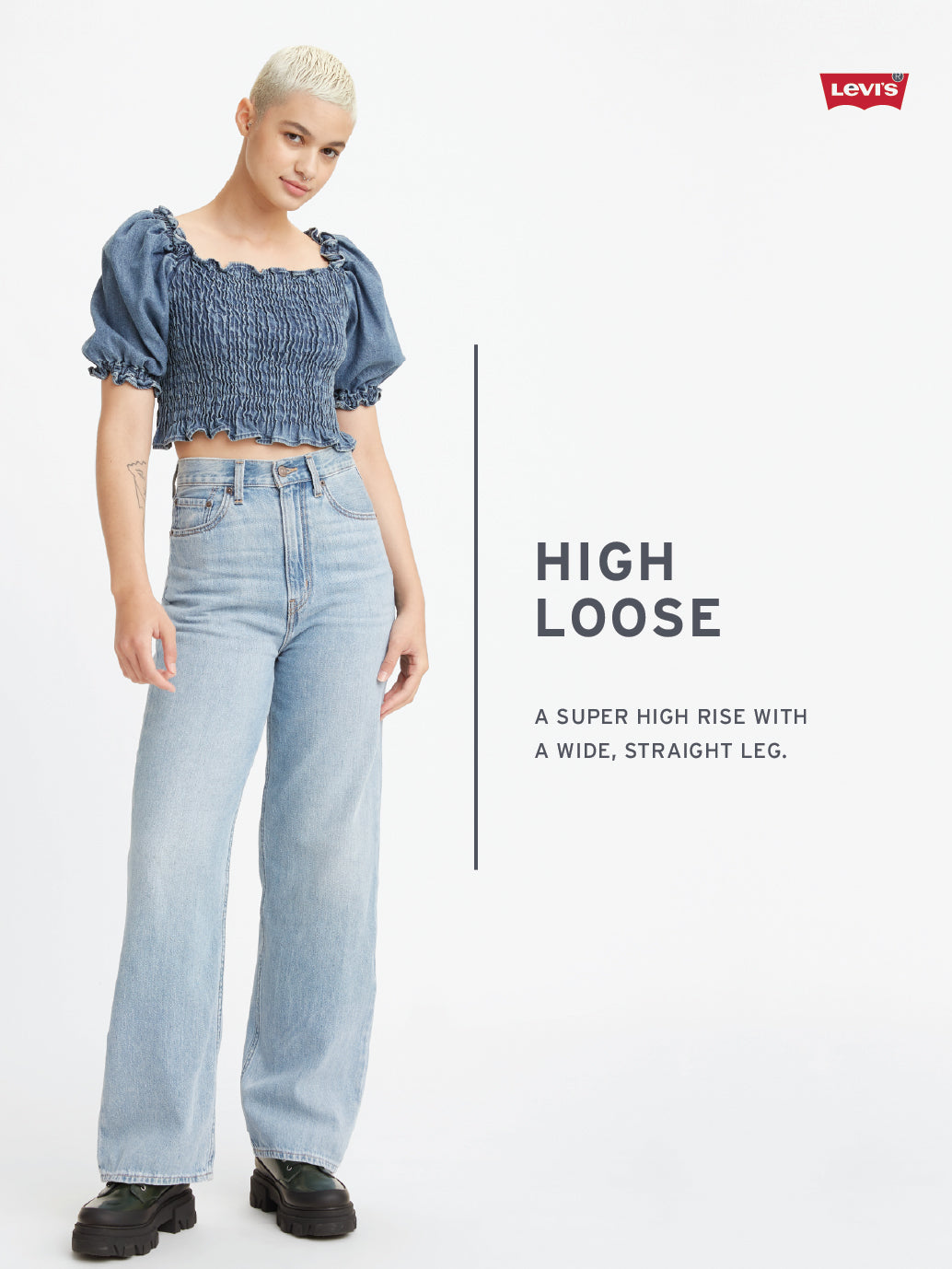 Women's Blue Loose Fit High Rise Cargo Jeans - 617939e6-7f95-417f-aa73-c97134e50e06 View